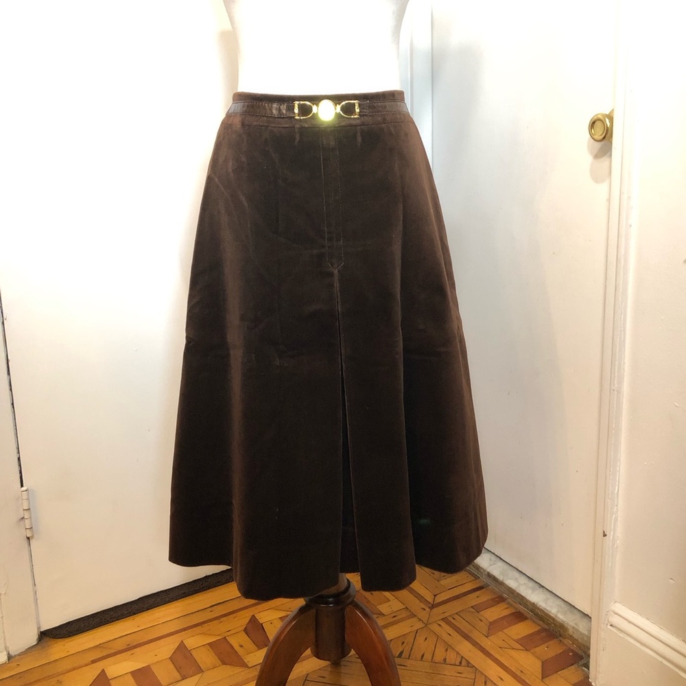 Celine vintage skirt - beautiful brown velvet fantastic condition - 12.5”